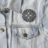 Badge Rond 5 Cm Bugs, blanc cassé sur noir (En situation)