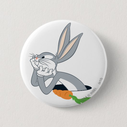 Badge Rond 5 Cm BUGS BUNNY™ avec Carotte (Devant)