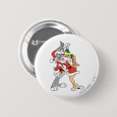 Badge Rond 5 Cm BUGS BUNNY™ et Lola Mistletoe Kiss (Devant & derrière)