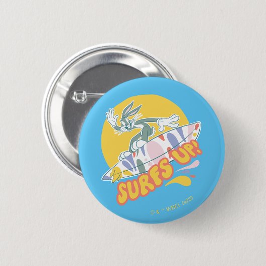 Badge Rond 5 Cm BUGS BUNNY™ - Surfs Up! (Devant & derrière)