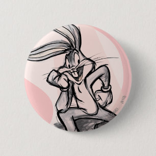 Badge Rond 5 Cm BUGS BUNNY™ Thinker rose pâle