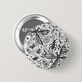 Badge Rond 5 Cm Bugs de Doodle sur bleu foncé (Devant & derrière)