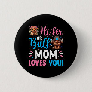 Badge Rond 5 Cm Bull Ou Heifer Genre Révéler Highland Cow Maman Fa