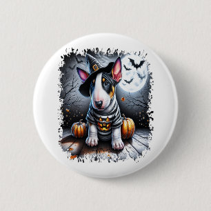 Badge Rond 5 Cm Bull Terrier Chien Halloween