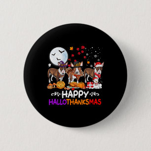 Badge Rond 5 Cm Bull Terrier Chien Noël Joyeux Hallothankmas Tha
