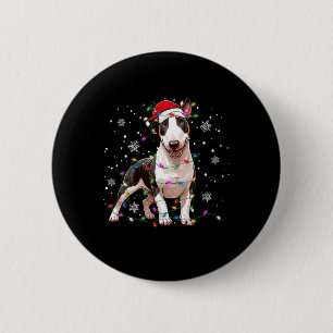 Badge Rond 5 Cm Bull Terrier Sweat de Noël Chien Xmas Lumières Tre