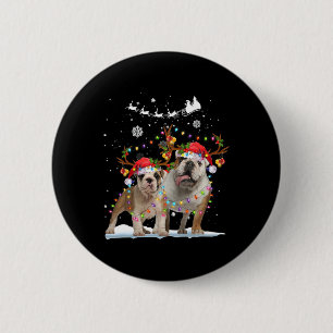 Badge Rond 5 Cm Bulldog Reindeer Noël Noël Noël Noël Noël Noël X