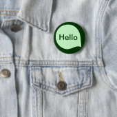 Badge Rond 5 Cm Bulle de mot - vert de fantôme sur vert-foncé (En situation)