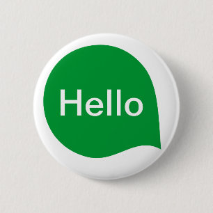 Badge Rond 5 Cm Bulle de mots - Vert d'herbe sur blanc