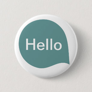 Badge Rond 5 Cm Bulle de mots - Vert océanique sur blanc