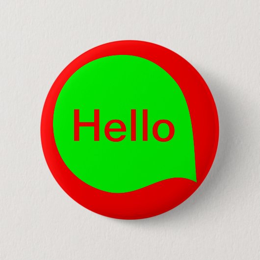Badge Rond 5 Cm Bulle de mots - Vert sur rouge (Devant)