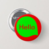 Badge Rond 5 Cm Bulle de mots - Vert sur rouge (Devant & derrière)