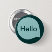 Badge Rond 5 Cm Bulle Word - Bleu Lt Vert sur Dk Moss Vert (Devant & derrière)