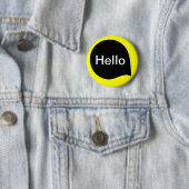 Badge Rond 5 Cm Bulle Word - Noir sur Jaune (En situation)