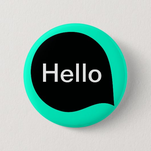 Badge Rond 5 Cm Bulle Word - Noir sur Turquoise (Devant)