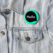 Badge Rond 5 Cm Bulle Word - Noir sur Turquoise (En situation)