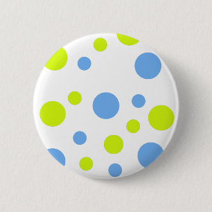 Badge Rond 5 Cm Bulles Jaunes Bleues Funky Heureuses