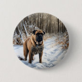 Badge Rond 5 Cm Bullmastiff Laisser neiger Noël (Devant)