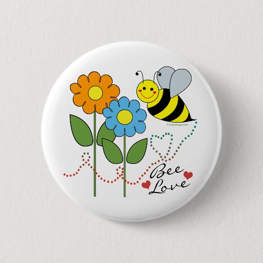 Badge Rond 5 Cm Bumble Abee Avec Fleurs Abee Aimer (Devant)