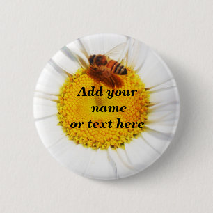 Badge Rond 5 Cm Bumble Bee & The Flower_