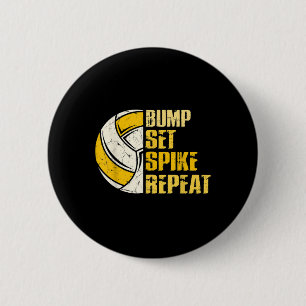 Badge Rond 5 Cm Bump Set Spike Répéter Volleyball Fun