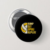 Badge Rond 5 Cm Bump Set Spike Répéter Volleyball Fun (Devant & derrière)