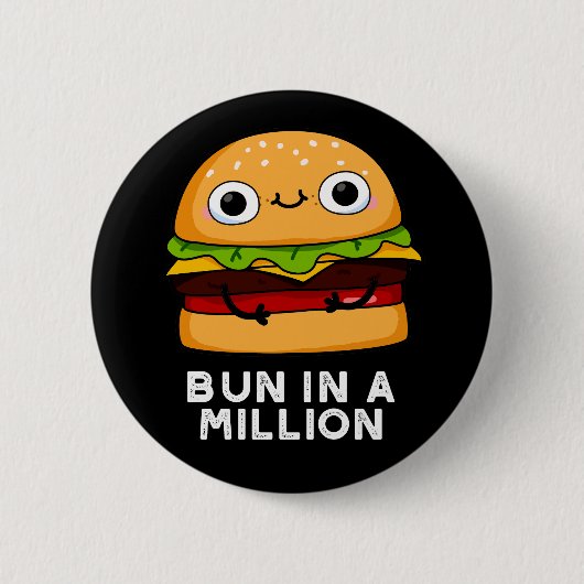 Badge Rond 5 Cm Bun Dans Un Million Drôle Burger Pun Dark BG (Devant)