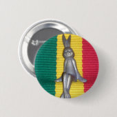 Badge Rond 5 Cm Bunny à Rasta Couleurs : Une touche de Super (Devant & derrière)