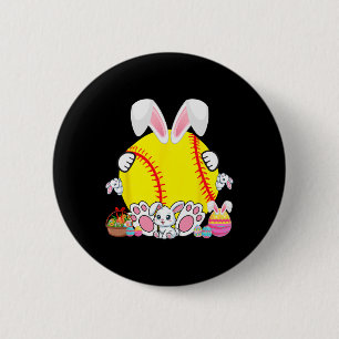 Badge Rond 5 Cm Bunny Softball Ball Costume Pâques Joueur Fan Chas
