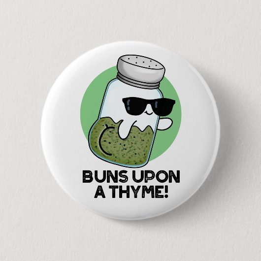 Badge Rond 5 Cm Buns Sur Un Pun D'Herbe Drôle De Thyme (Devant)