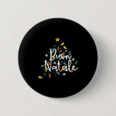 Badge Rond 5 Cm Buon Natale Italienne Famille Joyeux Arbre de Noël (Devant)