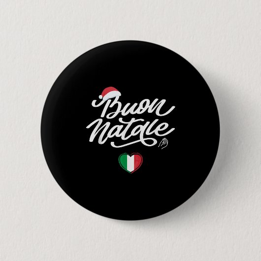 Badge Rond 5 Cm Buon Natale Italienne Famille Noël, Italie Fierté (Devant)