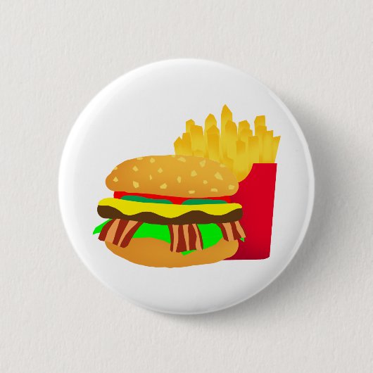 Badge Rond 5 Cm Burger et frites (Devant)