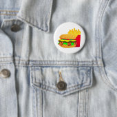 Badge Rond 5 Cm Burger et frites (En situation)