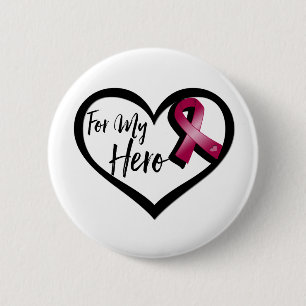 Badge Rond 5 Cm Burgundy Awareness Ribbon For My Hero