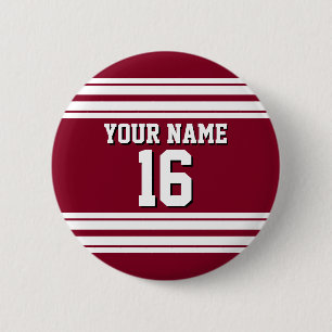 Badge Rond 5 Cm Burgundy White Team Jersey Numéro personnalisé Nom