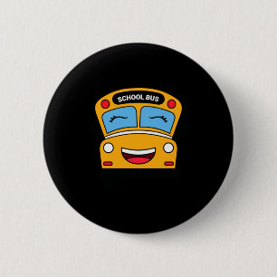 Badge Rond 5 Cm Bus scolaire mignon souriant véhicule de dessin an