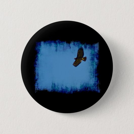 Badge Rond 5 Cm Buse à queue rouge en vol (Devant)