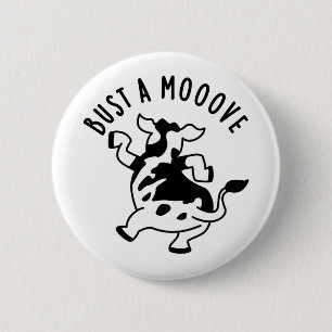 Badge Rond 5 Cm Bust A Moooh Funny Cow Pun