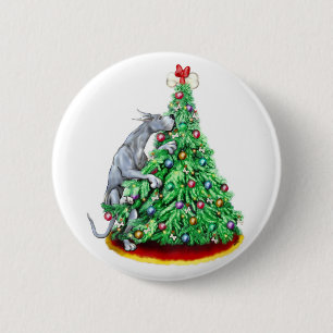 Badge Rond 5 Cm Buts de portée de Noël de great dane bleus