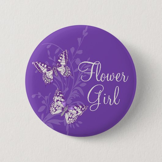 Badge Rond 5 Cm Butterflies fille fleur violet mariage bouton épin (Devant)