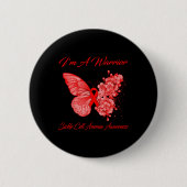 Badge Rond 5 Cm Butterfly I'm A Warrior Sickle Cell Anemia (Devant)