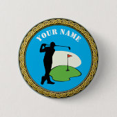 Badge Rond 5 Cm Button Golf - Ajouter un nom - Golfer (Devant)