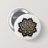 Badge Rond 5 Cm Button-Mandala Design Sewing Button - Navy Blue &  (Devant & derrière)