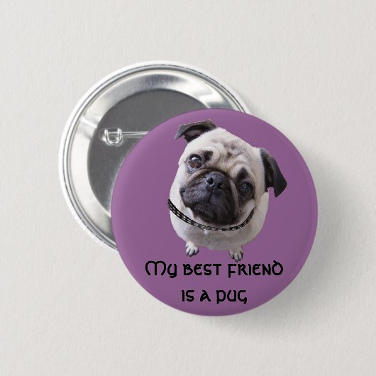 Badge Rond 5 Cm Button "Mops" (Devant & derrière)