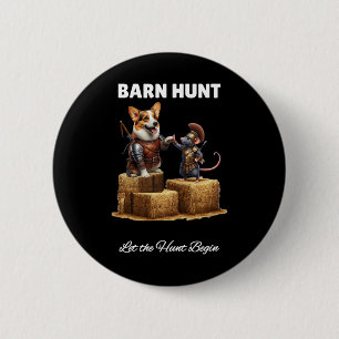 Badge Rond 5 Cm Byrn Hunt Lover - Joli Rat Guerrier Et Chien Corgi