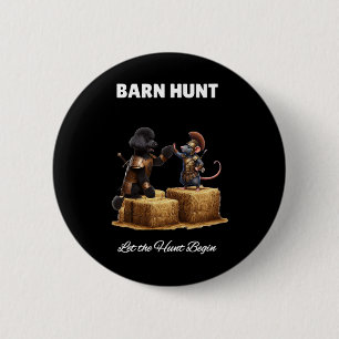 Badge Rond 5 Cm Byrn Hunt Lover - Joli Rat Guerrier Et Poodle Noir