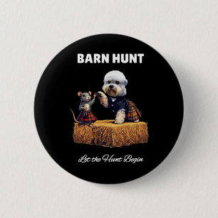 Badge Rond 5 Cm Byrn Hunt Lover - Jote Rat Et Dandie Dinmont Dog