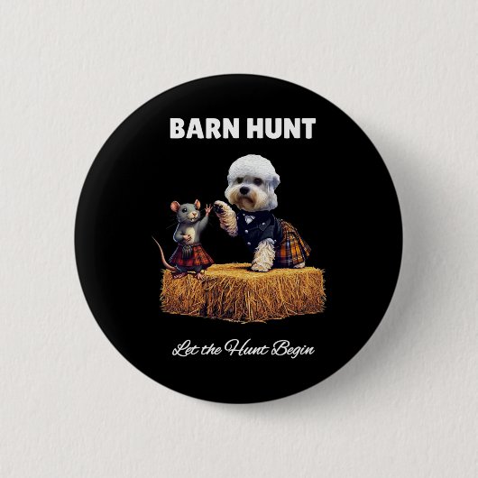 Badge Rond 5 Cm Byrn Hunt Lover - Jote Rat Et Dandie Dinmont Dog (Devant)