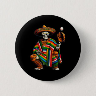 Badge Rond 5 Cm Bysebyll Skeleton Mexicain Sombrero Cinco De Mayo
